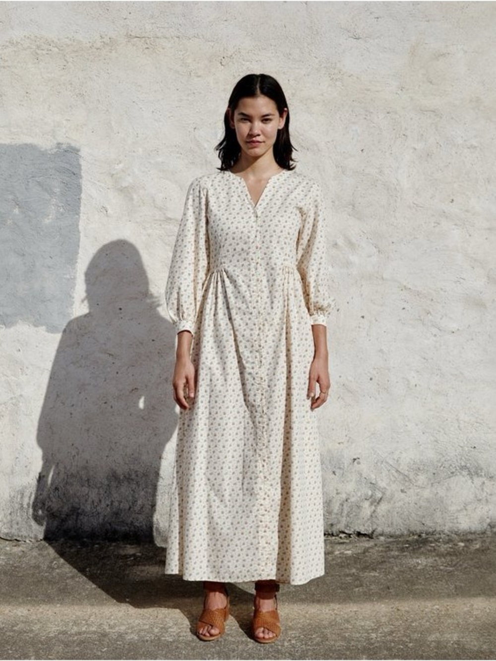 Esby Apparel Wylie Dress – Cream Floral Maxi Dress (Size 6, Altered)